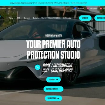 Folsom Wrap and Detail car detailing website with ceramic coating services showcase