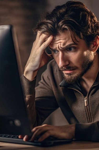 Frustrated business owner looking at their computer