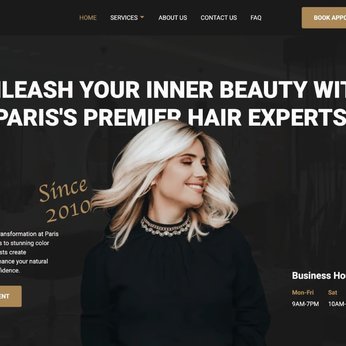 Paris Beauty salon website homepage screenshot showing elegant beauty services design